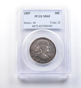 1957 Franklin Half Dollar MS65 PCGS Beautiful Tone *6045 - Picture 1 of 3