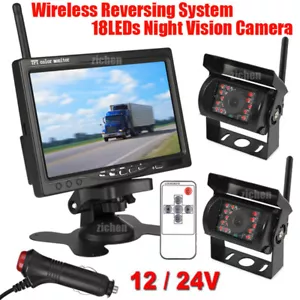 2x Wireless Reversing Rear View Camera System w 7" Monitor for Truck Caravan RVs - Picture 1 of 24
