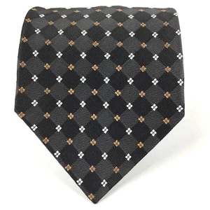 Alexander Julian Colours Men's Handmade Silk Tie Geometric Gray Blk 60 3/8" Long - Picture 1 of 12