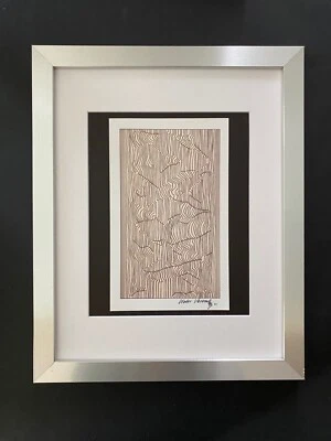 VICTOR VASARELY IMPRESSÃO DE 1970 + RESUMO GEOMÉTRICO ASSINADO + NOVO QUADRO 14x11 polegadas. - Imagem 1 de 3