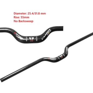 3K Carbon Handlebar 25.4/31.8mm Rise 55mm MTB Folding Bike Riser Bar 0 Backsweep - Picture 1 of 13