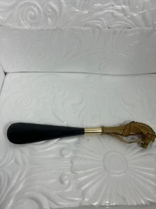 Vtg Horse Head Shoe Horn - Long Handle Black With Hanging Hook - Picture 1 of 12