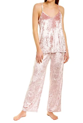 NWT Josie Natori LATTE Pink/Beige VELVET CRUSH Pajama/Lounge Top/Pants Set XL - Image 1 of 4