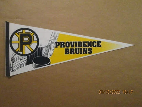 AHL Providence Bruins Vintage Circa 1990's Hockey Puck & Stick Logo Pennant Cover