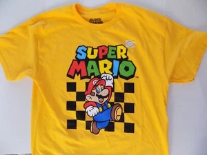 Super Mario T-Shirt Adult Large Yellow 100% Cotton NOS w/o Tag - Picture 1 of 2