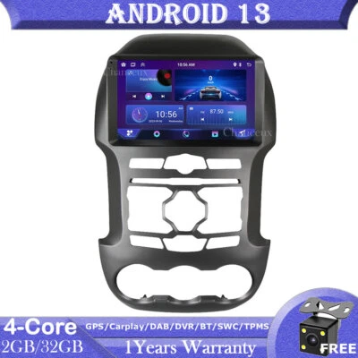 9"Android 13 Autoradio Carplay DAB GPS SATNavi WIFI BT For Ford Ranger 2012-2014 - Bild 1 von 4