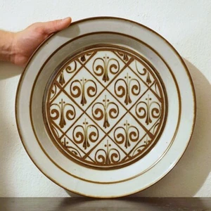 13” Deep Platter Fleur De Lis Brown by Dansk - Picture 1 of 2