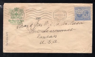 Bermudas 1921 Hamilton a KS Cubierta franqueada 2 1/2p Sello de Colonia, Scott 68 Foto 1 de 2