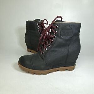 Sorel Wedge PDX Womens Size 8 Waterproof Boots Dark Gray Lace Up JOAN OF ARCTIC