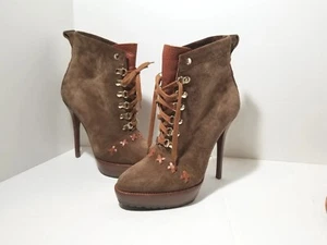 Ralph Lauren Purple Label Vicky Platform Heels Hiking Boots Size 9B Brown  - Picture 1 of 24