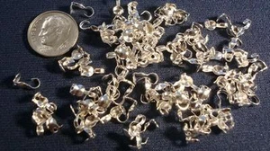 4mm Silver plated open clam shell metal bead tips 100+pcs clasp findings fpc204 - Picture 1 of 2