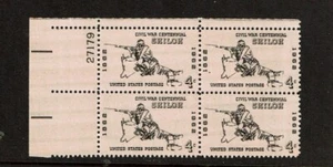 1961-5 U.S Commem CIVIL WAR CENTENNIAL-SHILOH 4c Plt #Blk of 4 Sc#1179 M/NH/OG - Picture 1 of 1