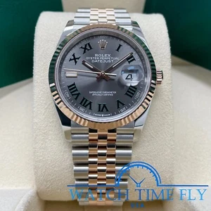 Rolex Datejust 36mm 126231 Rose Gold Fluted Bezel Wimbledon Roman Dial Jubilee - Picture 1 of 11