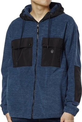 VOLCOM Men's YZZOLATER LINED Zip Hooded Fleece - NVY - Small - NWT LAST ONE LEFT - Image 1 of 4