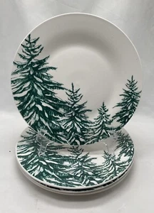 Set Of 4 Royal Norfolk Dinner Plates Evergreen Tree Winter Green Trees Christmas - Picture 1 of 4