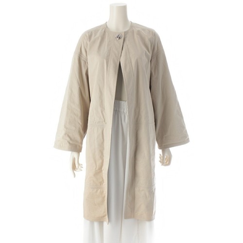 HERMÈS Cappotto lungo Hermes in pelle di cotone senza colletto con chiusura girevole 34 r31_0711