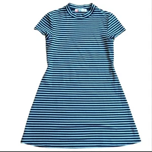 Free People Beach Blue Stripes Mock Neck A Line Nautical Summer Mini Dress - Picture 1 of 5