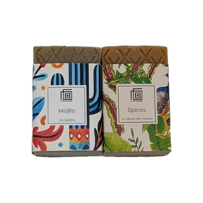 Set Seife Handgemacht Epices & Mojito Vegan Sheabutter Olivenöl Frankreich 2x80g - Bild 1 von 3