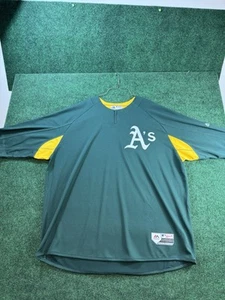 Herren Majestic Oakland Leichtathletik auf dem Feld 3/4 Ärmel Schlag Training 3XL Neu ohne Etikett - Bild 1 von 7