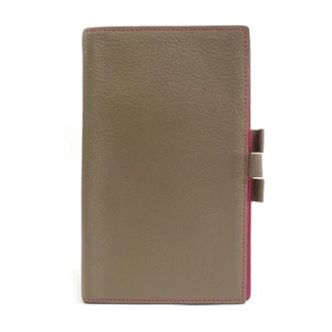 Auténtica cubierta de agenda/nota HERMES gris/cuero magenta/plateado - e61061a - Imagen 1 de 8