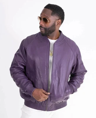 Jaqueta bombardeiro feita à mão masculina elegante couro de cordeiro motociclista designer - Imagem 1 de 4