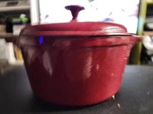 Berndes Germany Red Cast Iron 4 1/2 Qt. Dutch Oven Pot and Lid Pan Cookware - Picture 1 of 10