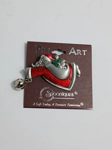 Neu mit Etikett Spoontiques Flying Santa Anstecknadel Jingle Bell signiert Weihnachten Feiertage Xmas D2 - Bild 1 von 6