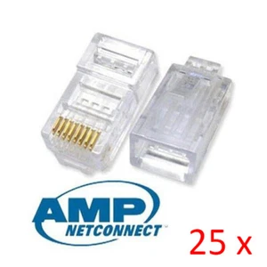 Lot 25pcs AMP Tyco Cat5e RJ45 8P8C Ethernet Network Modular Connector Plug - Bild 1 von 1