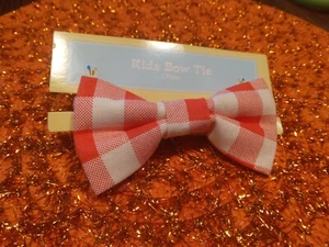 90s Vintage Baby Kids Plaid Red Bow Tie - Picture 1 of 5