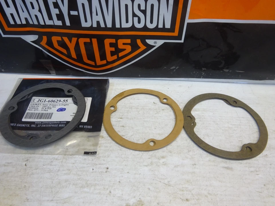 VINTAGE Harley PANHEAD 55-64 Rpl 3 Pack of INNER PRIMARY to ENGINE Gaskets - Image 1 of 3