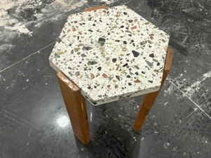 White Terrazzo Center Table, Terrazzo Coffee Table, Terrazzo Corner Table gifts - Picture 1 of 10