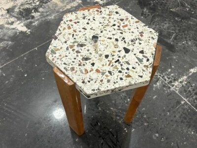 White Terrazzo Center Table, Terrazzo Coffee Table, Terrazzo Corner Table gifts - Image 1 of 4