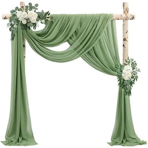 Wedding Arch Draping Fabric 4 Panels 20Ft length x 28" width Sage Green Arch ... - Picture 1 of 8