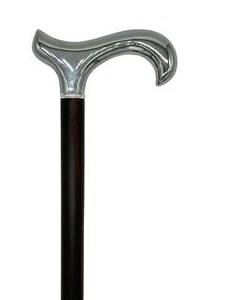 Classy Canes Chrome Plated Derby Handle on a Beautiful Solid Ebony Wood Shaft - Picture 1 of 4