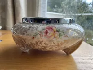 Vintage 1930s Celtic Rose A J Wilkinson Ltd 3 Footed Round Ceramic Fruit Bowl - Picture 1 of 6