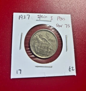 Moneda 5 PTAS ESPAÑA 1957 ESTRELLA 75 - ¡BONITA MONEDA MUNDIAL!!! - Imagen 1 de 2