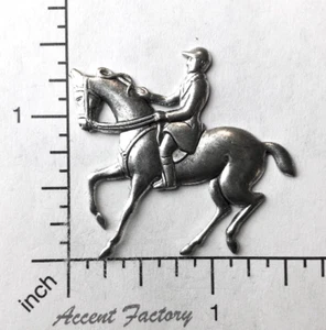 40184 Matte Silver Oxidized Equestrian Rider Jewelry Finding - Picture 1 of 3