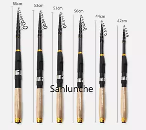 Spinning Fishing Rod 1.8M-3.6M Carbon Fiber Telescopic Pole Fresh Saltwater Rod - Picture 1 of 15
