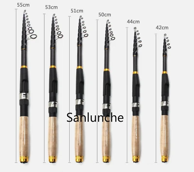  Caña de pescar giratoria 1,8 M-3,6 M caña telescópica de fibra de carbono caña de agua salada dulce Foto 1 de 4