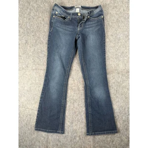 Mudd Jeans Junior Sz 5 Blue Denim Dark Wash Cotton Stretch Flared-Leg 5-Pockets - Picture 1 of 6