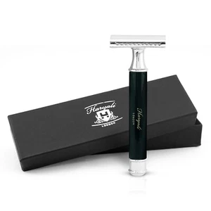 Maquinilla de afeitar de seguridad Haryali de doble filo para hombre y mujer, elegante mango de metal, negra - Imagen 1 de 9
