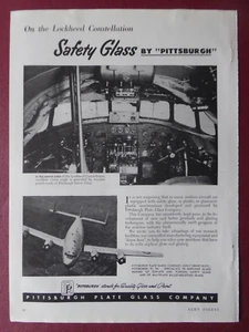 7/1947 PUB PPG PITTSBURGH SAFETY GLASS LOCKHEED CONSTELLATION ORIGINAL AD - Picture 1 of 1
