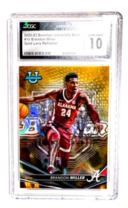2022-23 Bowman University Best Gold Lava Refractor #10 Brandon Miller/75 CGC 10 - Imagen 1 de 3
