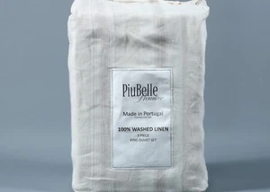Juego de edredón PIUBELLE PREMIERE MULTI RAYAS EN CREMA LAVADO 100% LINO KING - Imagen 1 de 3