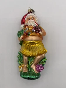 7" CHRISTOPHER RADKO HAWAIIANISCHER WEIHNACHTSMANN MUNDGEBLASENES GLAS CHRISTBAUMSCHMUCK VTG - Bild 1 von 4