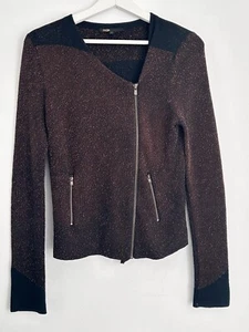 Cárdigan de punto fino en contraste de manga larga para mujer Maje brillante talla 1 - Imagen 1 de 13