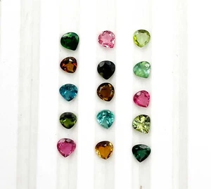 Natural Multi Tourmaline Heart Cut Loose Gemstone Lot 29 Pcs 3.50-4 MM 5 CT - Picture 1 of 5