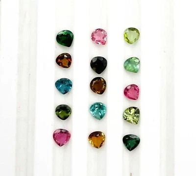 Natural Multi Tourmaline Heart Cut Loose Gemstone Lot 29 Pcs 3.50-4 MM 5 CT - Image 1 of 4