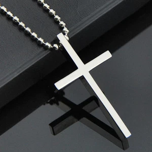 Titanium Steel Cross Pendant Necklace for Men Women Minimalist Chain Jewelry US - Picture 1 of 5