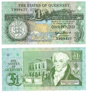 2016 States of Guernsey 1 Pound Banknote UNC P52 prefix Y999 - Picture 1 of 1